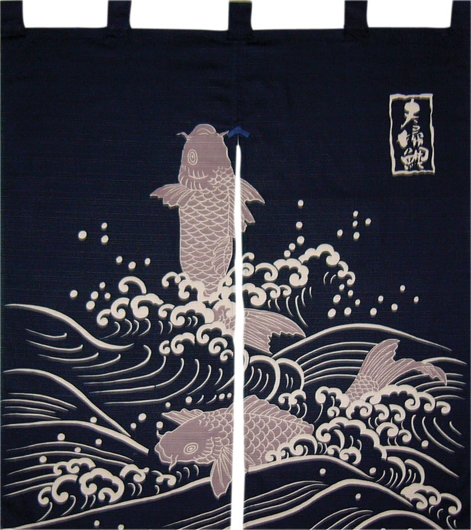 Made in Japan Indigo Dyeing Married Couple Carp Noren Curtain Tapestry