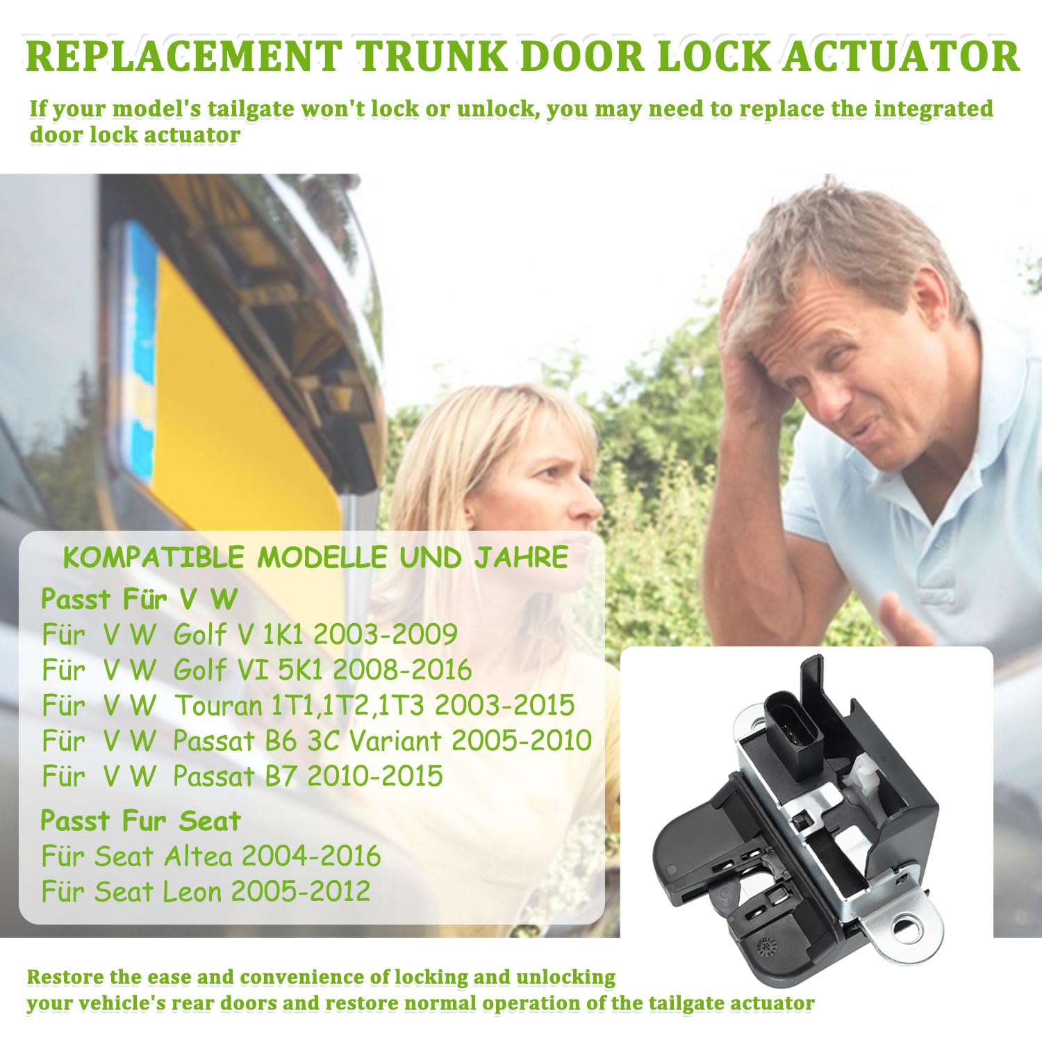 Tailgate Lock For V W Golf Serrure de coffre de hayon pour Golf Polo Touran Passat 1T0827505H, pièces pour 5K0827505A 1K6827505E Boot Lock