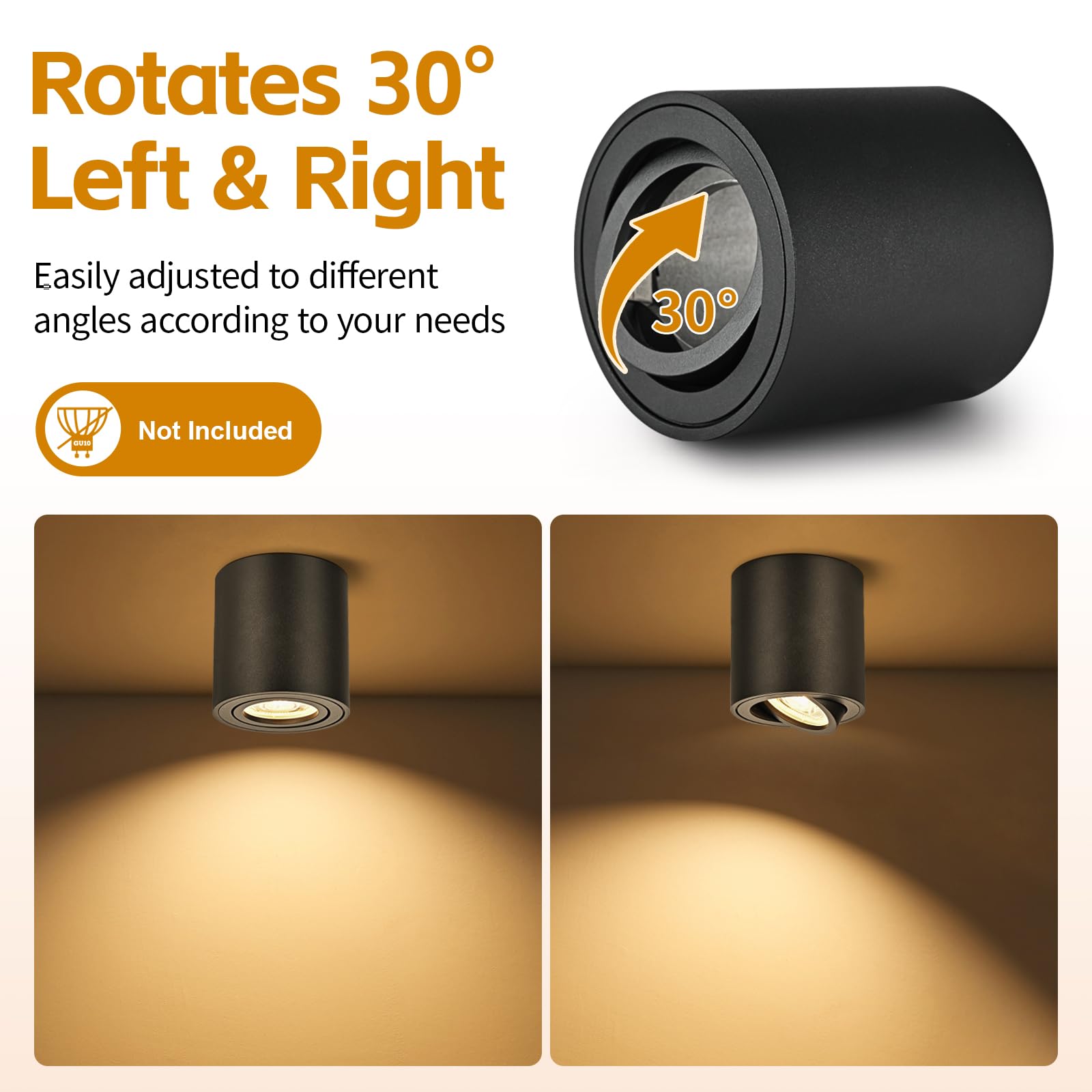 6× Faretti Soffitto Orientabili - Girevole Di 30° - 80×84Mm - LED