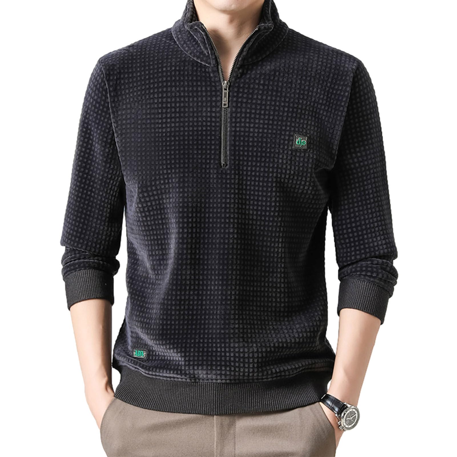 Pull demi-zippé pour hommes Teksome sweat-shirt doux d'hiver pour la marche