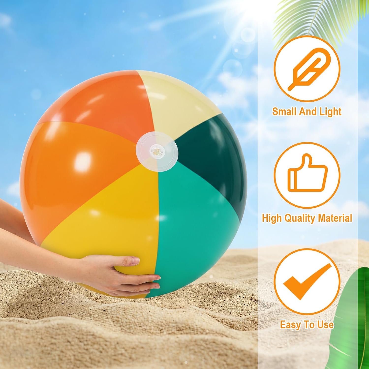 MiniInflat 12 Pcs Inflatable Beach Balls Bulk for Kids Orange Green Tropical Jumbo Big Stripe Beach Balls Water Games Summer Swimming Luau Baby Shower Birthday Party Decor Favors (24 Inch)