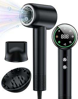 Hair Dryer,160000 RPM Brushless Motor Blow Dryer, 200 Million Negative Ionic, Low Noise Thermo-Control Professional Hair Dryer with Diffuser and Nozzle,Portable Hair Blow Dryer for Home Travel