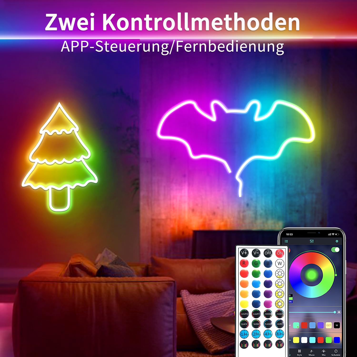 segrass Striscia LED al neon da 30 m (2 rotoli da 15 m), flessibile, con app e telecomando | Diverse modalità, IP65 RGB impermeabile, per camera da letto, interni, sincronizzazione musicale, gioco e bar