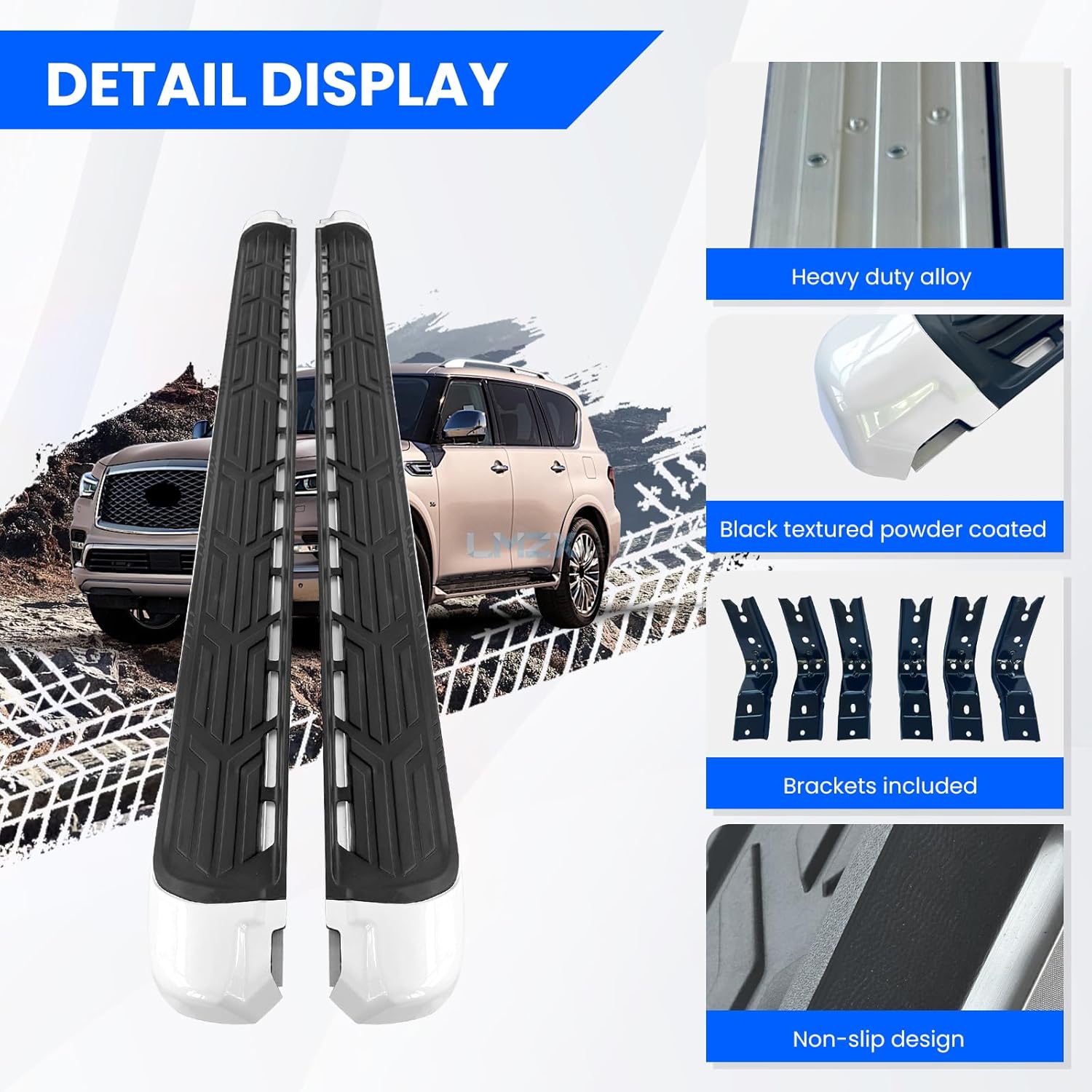 Running Boards Side Pedal Compatible with Infiniti QX80 QX56 2011-2023 Side Steps with Brackets,2 PCS Right and Left Side Step Rail Removable Nerf Bars for Nissan Armada 2017-2023