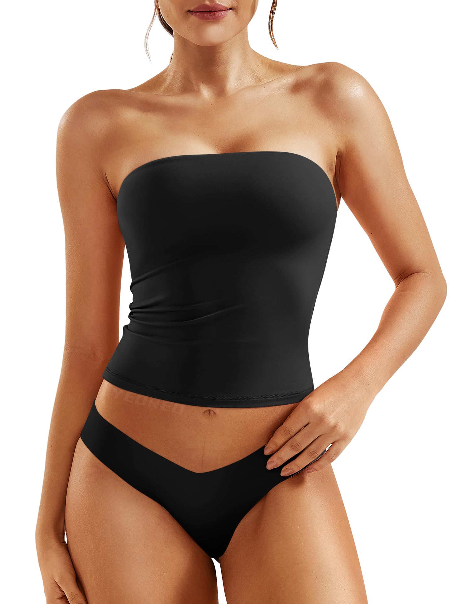 YEOREO Sophie Women Sexy Long Tube Tops Double Lined Basic Y2K Summer Cute Strapless Fitted Bandeau Going Out Crop Top