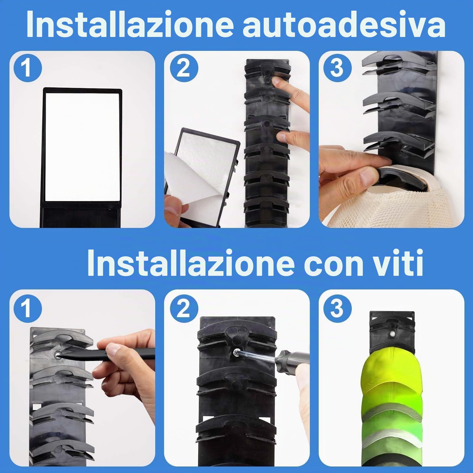 Porta Cappelli da Parete Autoadesivo - Organizer per Cappelli, Cappelliera Autoadesivo, Fino a 20 Cappelli (2 Pezzi) per Porta, Armadio, Camera