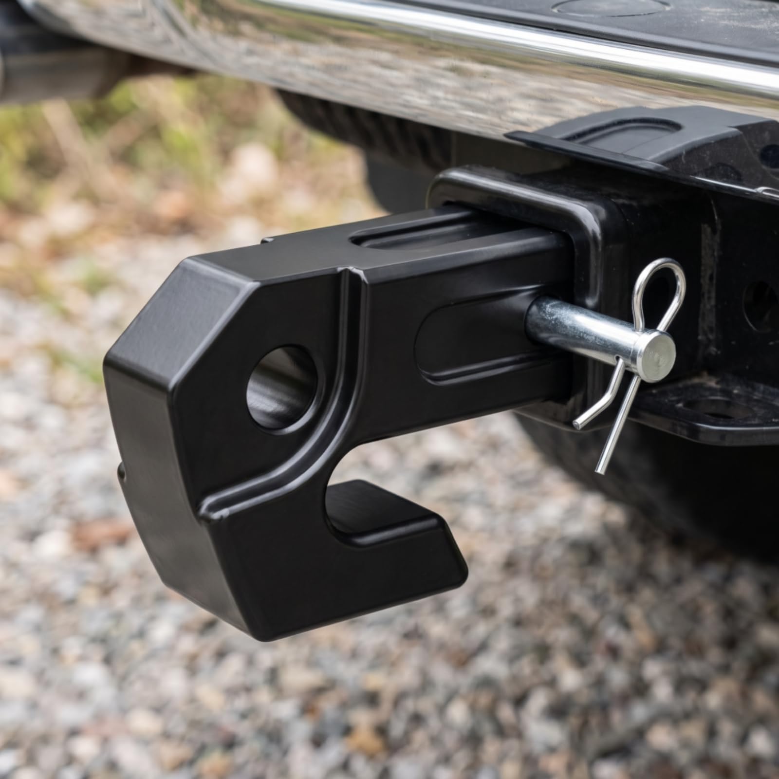 Trailer Hitch Blocco Traino Serratura Gancio Rimorchio Chiusura Accoppiamento Metallo con Corpo Rettangolare Offset E Foro Tondo Lega di Alluminio, Nero