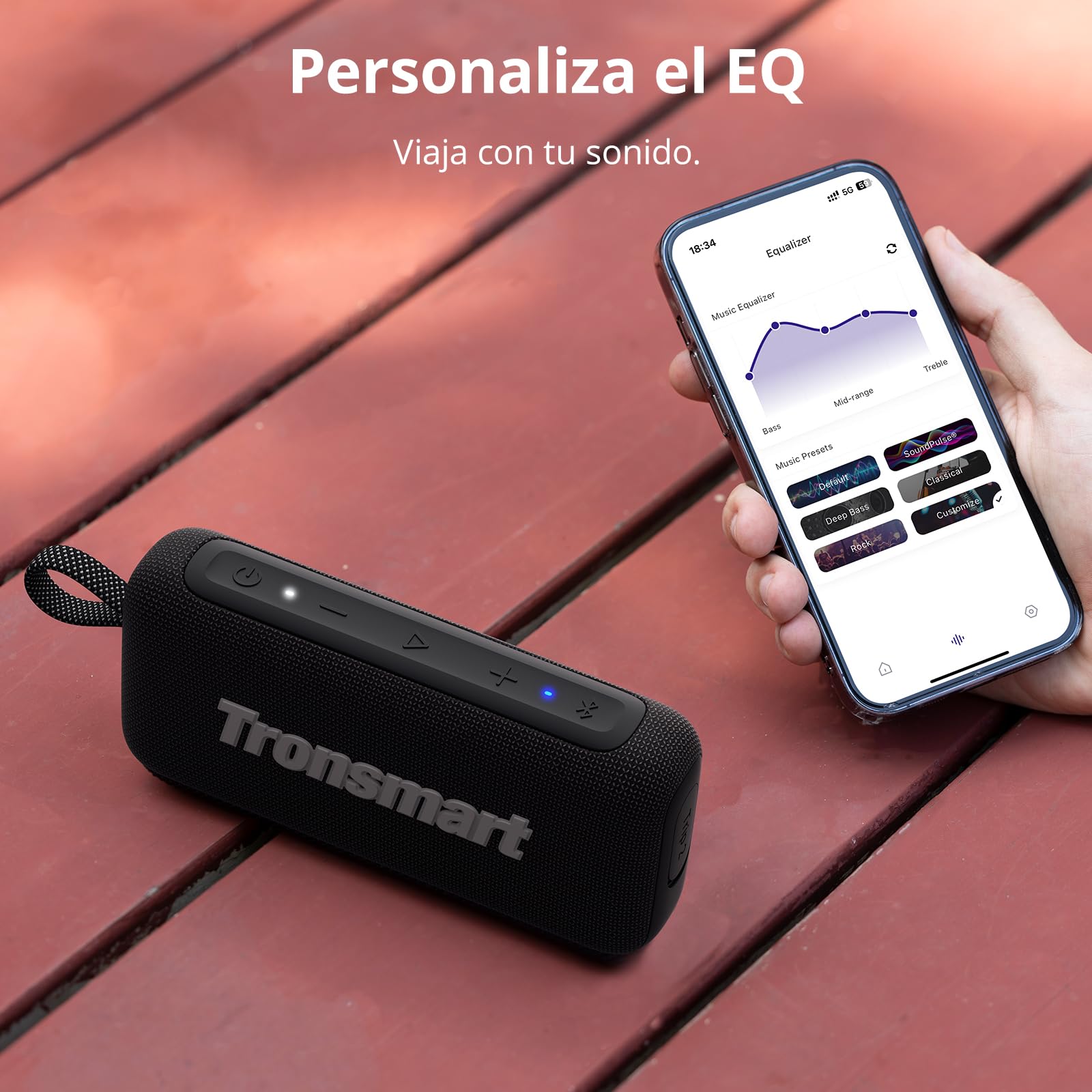 Tronsmart Trip 2 Enceinte Bluetooth portable d'extérieur mains libres avec microphone intégré, étanchéité IPX7, égaliseur personnalisable (Noir)