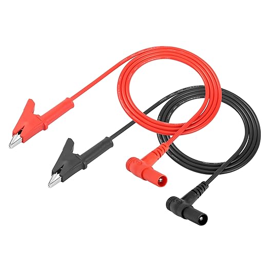 YACSEJAO 4mm Banana Plug To Alligator Clip Test Cables - 1M/3.3FT, 15A 1000V, Flexible For Multimeter & Electrical Testing