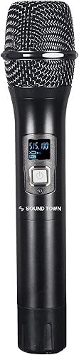 Miniatura 4 de Sound Town Sistema de micrófono inalámbrico UHF de metal de 200 canales con 1 micrófono de mano, 1 micrófono de solapa y escaneo automático para
