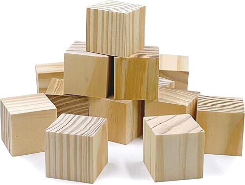 Miniatura 9 de Bloques de madera para manualidades, cubos de madera sin terminar, bloques de madera natural de 2 pulgadas, paquete de 8 bloques cuadrados de