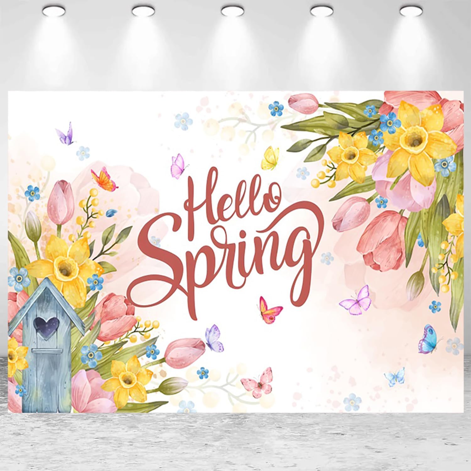 Hallmark Background Spring Amazon.com : 5x3ft Hello Spring Backdrop Colorful Floral Butterfly ...