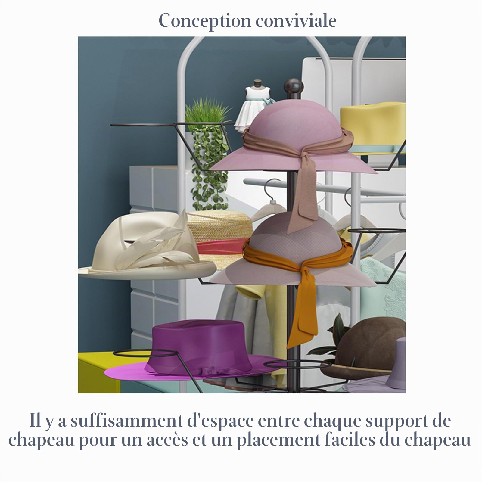 Présentoir Casquette, Présentoire à Chapeaux 7 Niveaux, Porte Chapeau sur Pied Réglable, Chapellerie Rotatif Bérets sur Pied Arbre à Chapeau pour Magasins de Chapeaux Vestiaire