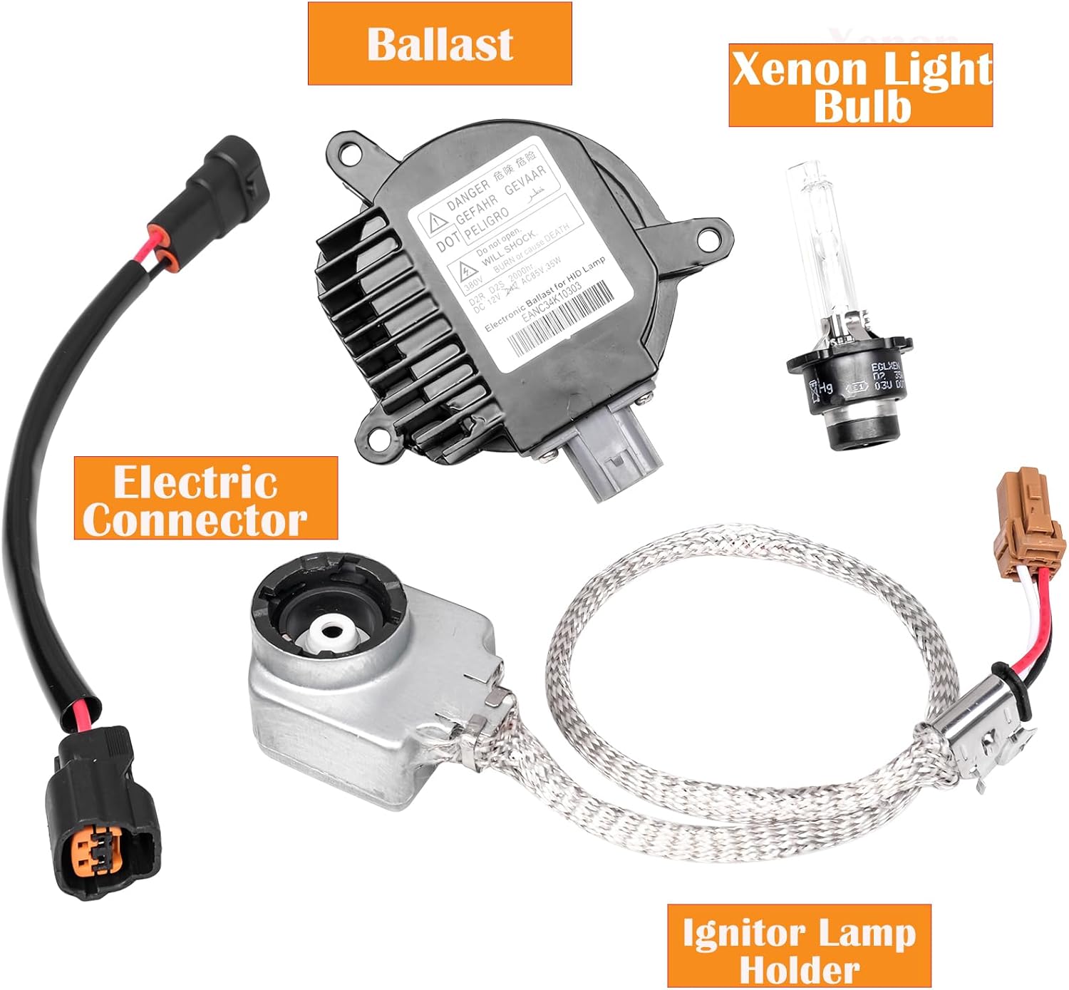 2PCS Xenon HID Headlight Ballast Control Unit w/Igniter & D2S Bulb Replacement for Nissan Rogue 350z Altima Murano Marano Maxima,for Infiniti G35 G37 FX35 Qx56, # Replace 28474-89904 28474-8991A