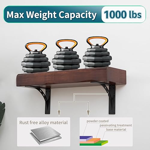 Miniatura 3 de Soportes de estante resistentes de 7 x 5.9 pulgadas, soportes de metal para repisa (juego de 2) soportes de chimenea para repisa, soporte de