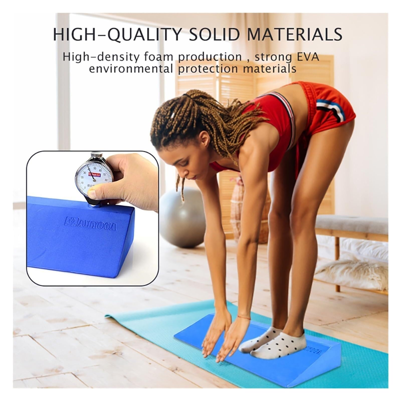 Bloque Yoga 1/2 Bloques De Cuña Yoga | Tablas Inclinadas Elásticas Espuma EVA, Bloque Ejercicio, Sentadillas Pilates, Accesorios Fitness