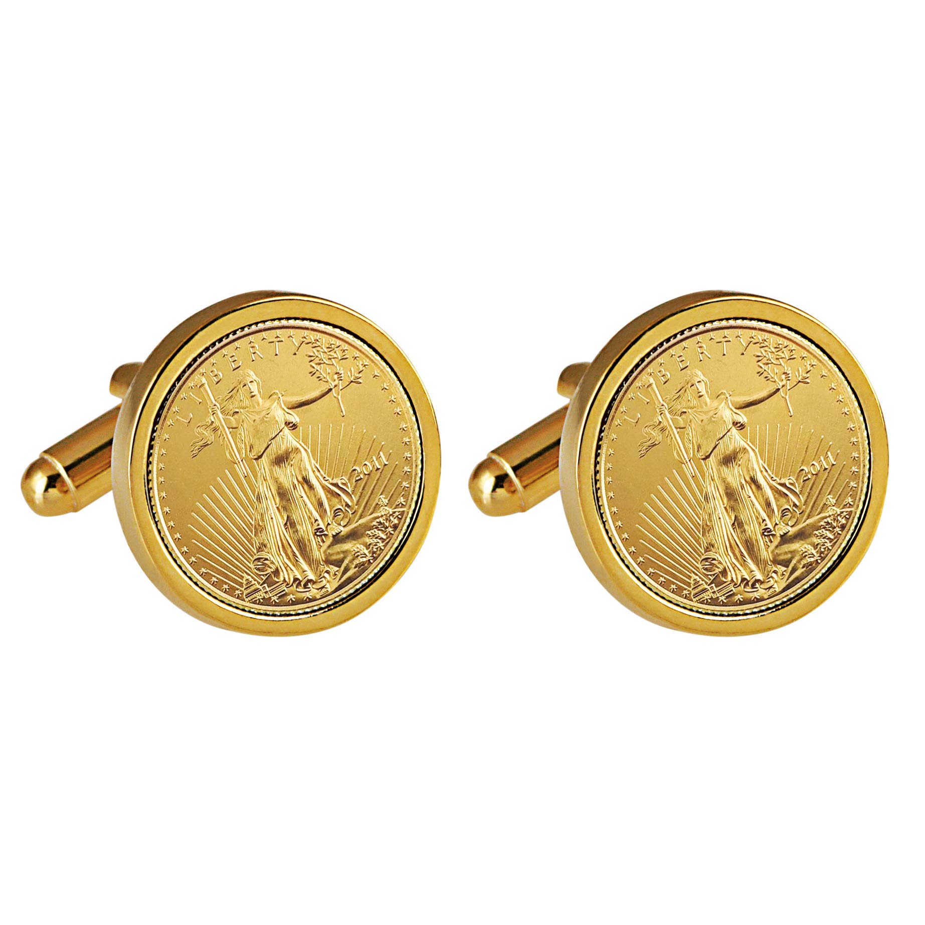 St Gaudens Design Gold Layered Replica American Eagle Coin Cufflinks | Tribute Coins | Men’s Accessories