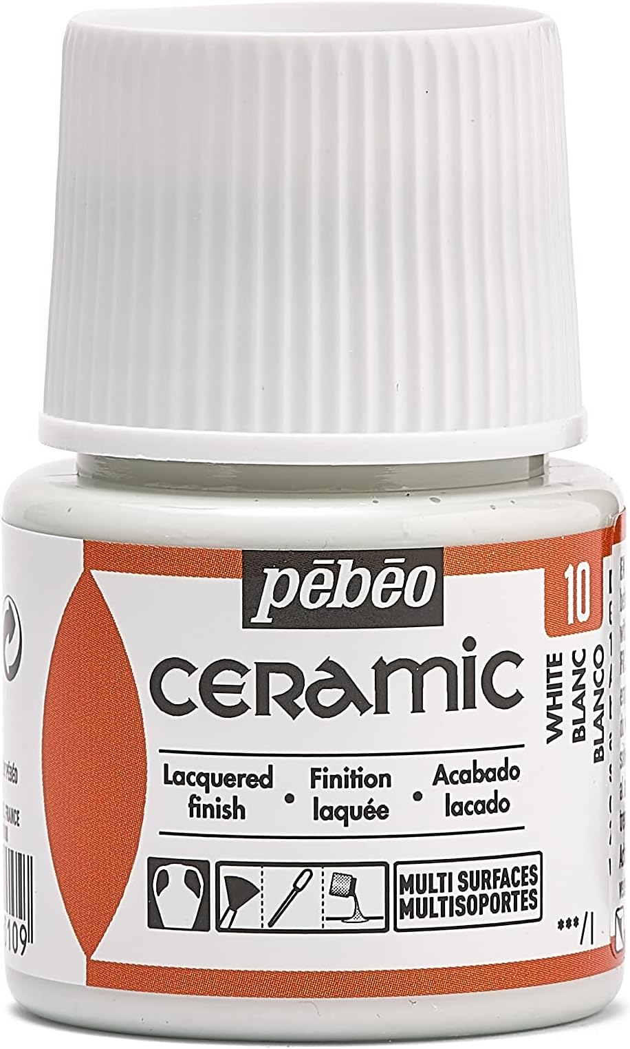 Pebeo 025-010 Ceramic, Enamel Effect Paint, 45 ml Bottle - White, 1.5 Fl Oz (Pack of 1)