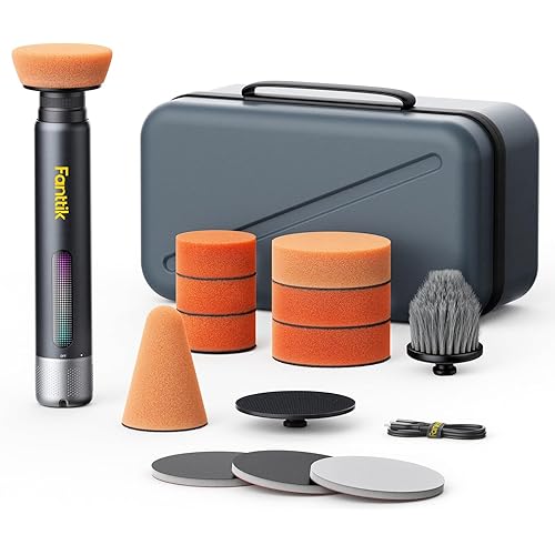 Fanttik P10 Pro Mini Car Buffer Polisher, 4000mAh Cordless Rotary Car Polisher Waxer, 2 Inch/3 Inch, 3 Variable Speed 300-950 RPM Car Detailing Kit for Polishing, Sanding, Waxing and Cleaning