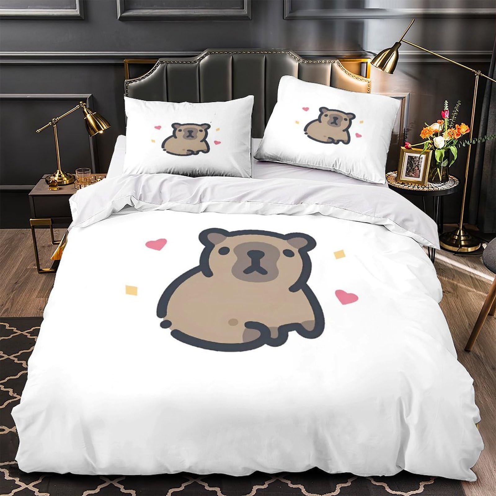 Parure de lit capybara zippée 140x200cm pour un couchage rapide et doux