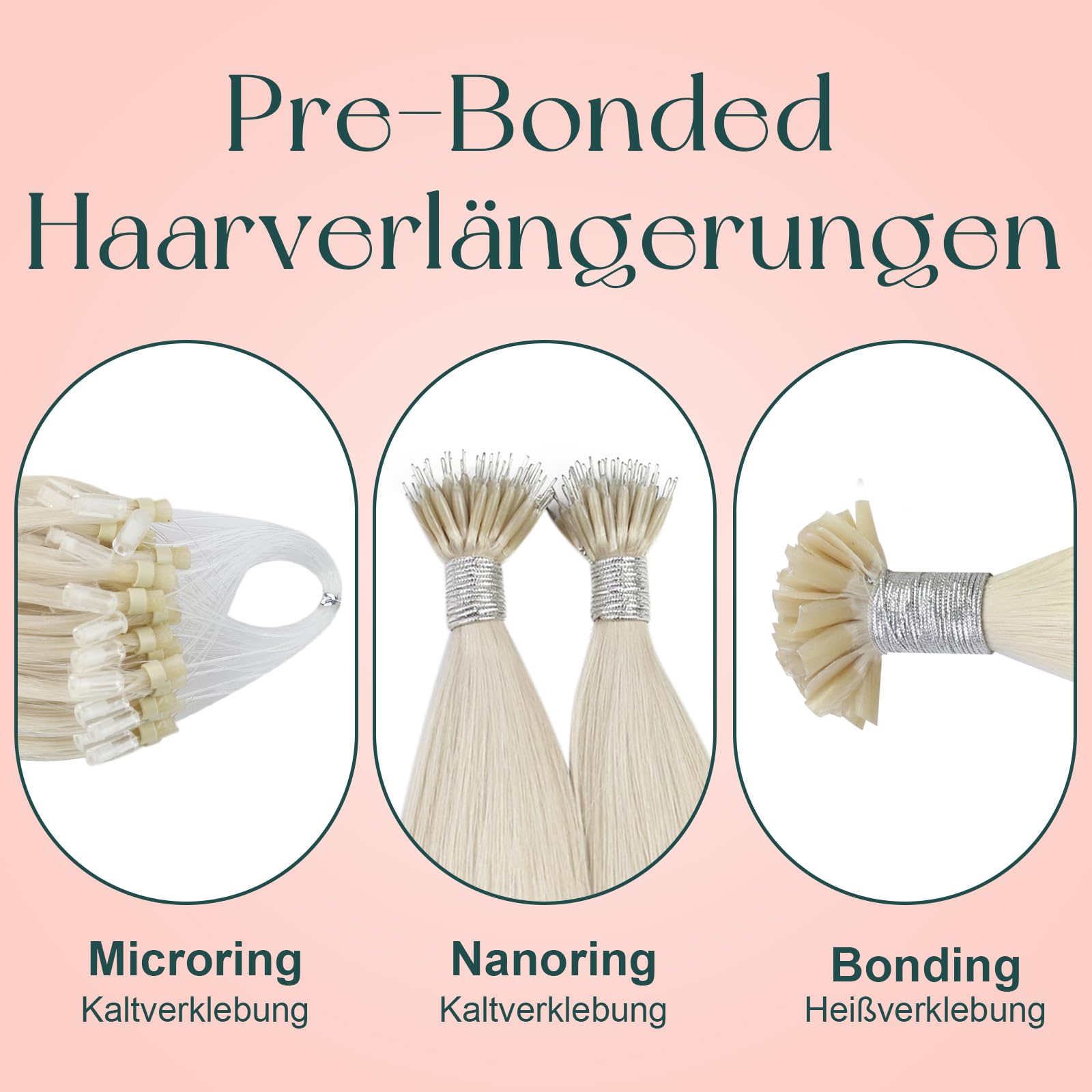 Easyouth Nanoring Extensions Echthaar Platinblond Extensions Nanoring Echthaar Blond Haarverlängerung Nanoring Extension Für Damen #1000 35 cm 50 g 50s