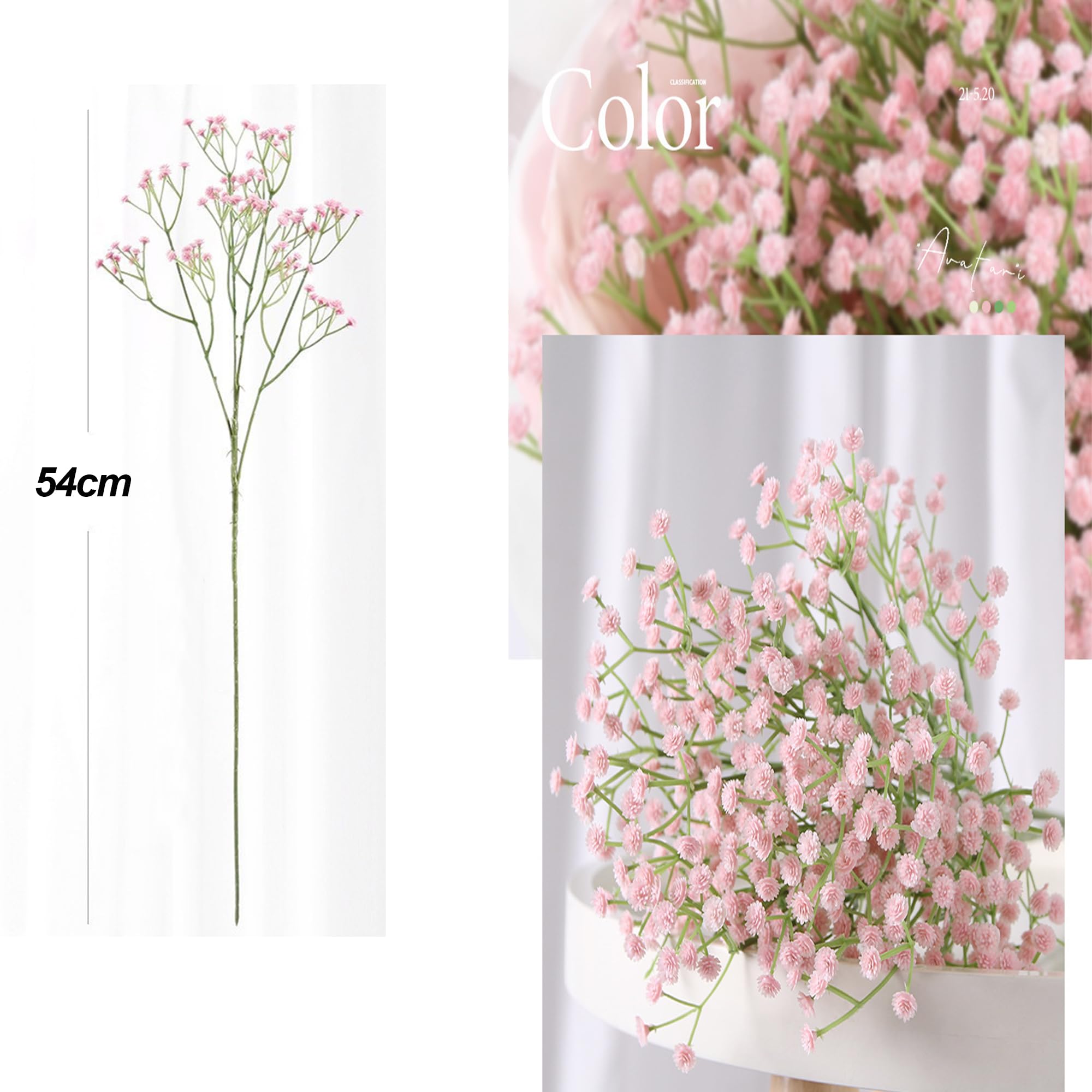 FARROWR Babys Breath Artificial Flowers 12Pcs Real Touch Faux Gypsophila Wedding Party Home Decor (Pink) - Image 2