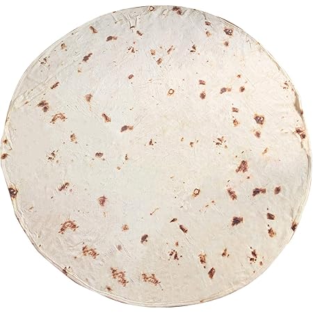 CACY Burrito Blanket Double Sided 60 inches Giant Flour Tortilla Blanket, Soft and Comfortable Novelty Taco Blanket for Adult and Kids, 285 GSM Flannel Blanket Funny Blanket