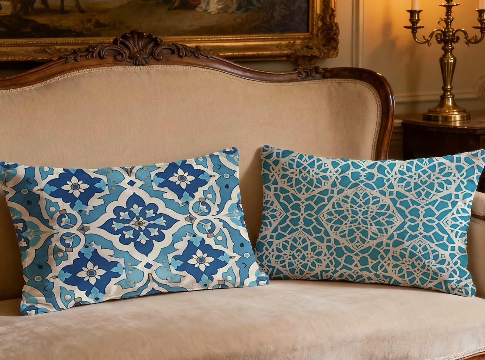 Velours coussin bohème turquoise 70x90cm de qualité supérieure pour literie élégante