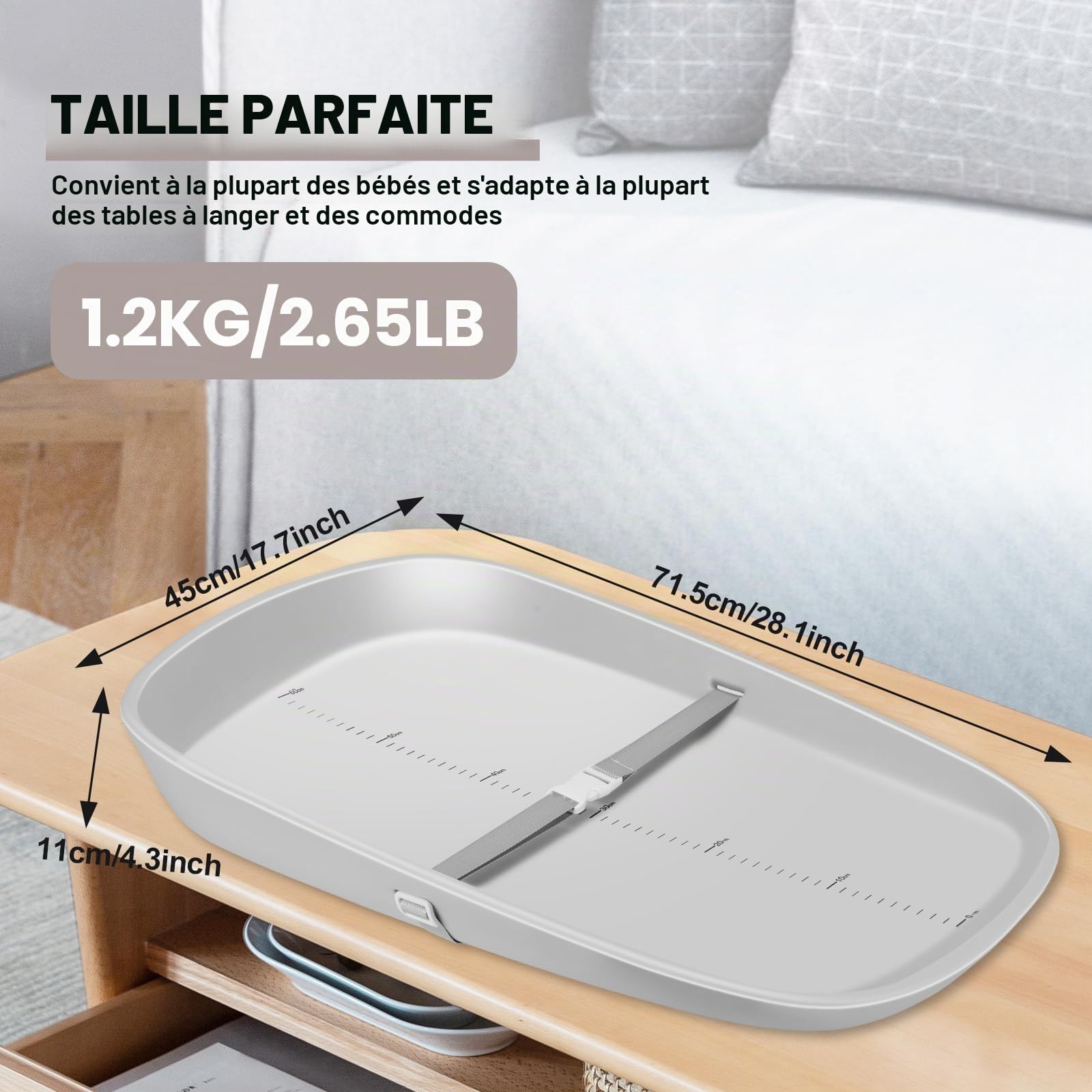 Matelas à langer portable MLRYH en EVA pour langer et commode, imperméable, doux, léger, design ergonomique pour bébé, gris