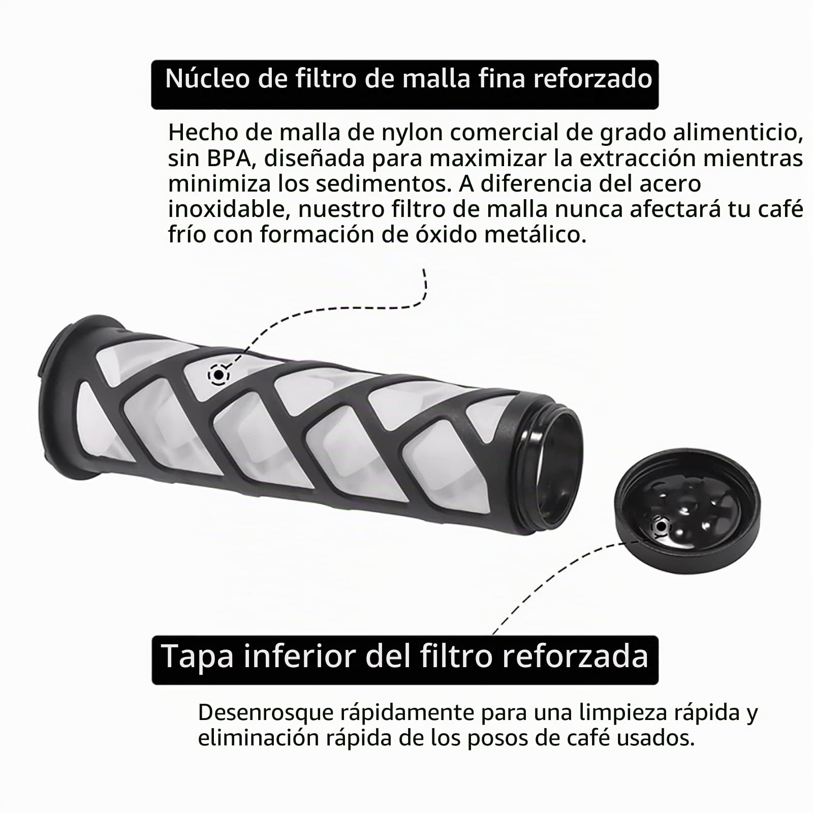 wedrink Cafetera de infusión en frío de 1,3 litros de vidrio de borosilicato, tetera para té helado, filtro de acero inoxidable y base de silicona antideslizante para preparar té y café