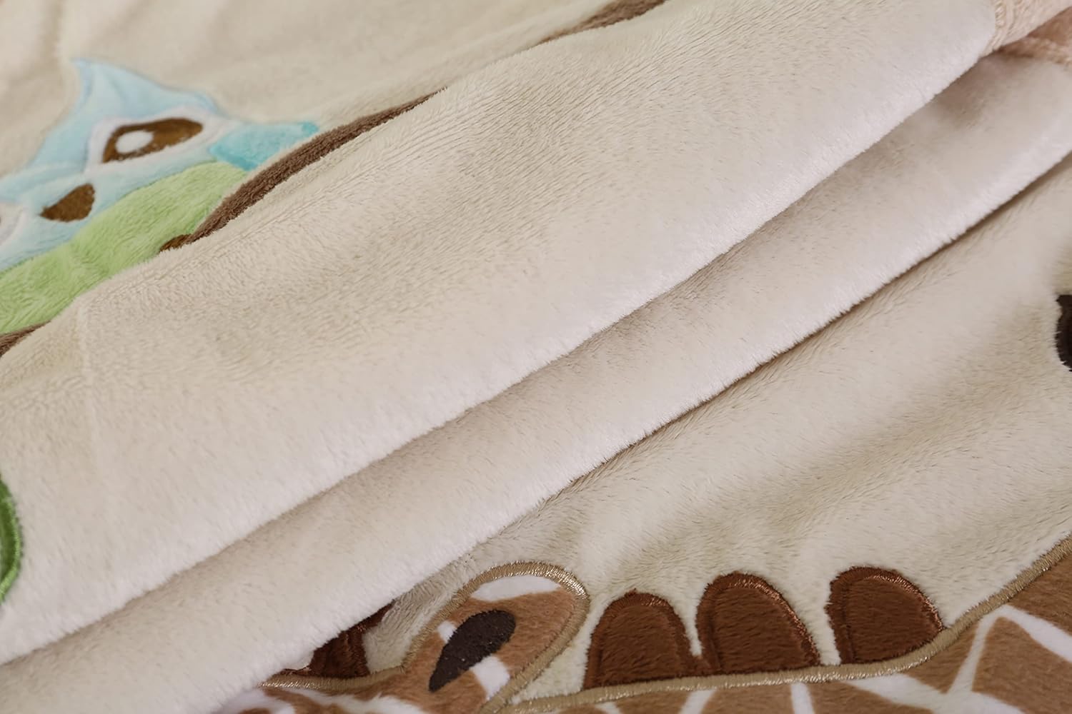 Baby Blanket Soft Plush Boy Girl Blankets - Toddler -Crib Fluffy Crib Quilt -Stroller -Giraffe Embroidery Size 33*42inch by JAHbaby White,Brown