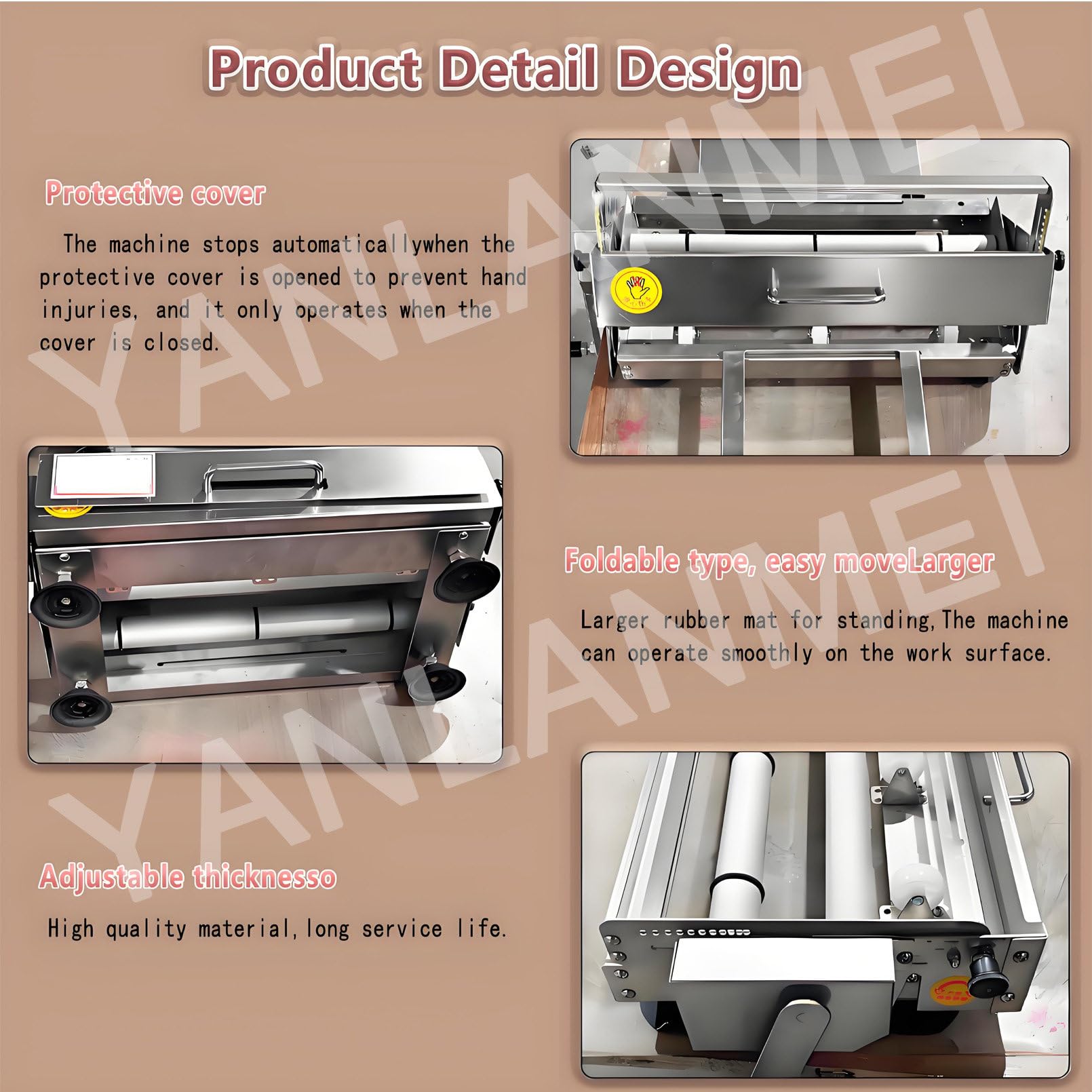 Máquina laminadora de Masa Plegable, laminadora Manual de Masa y Rodillo para Fondant, Equipo de panadería Comercial Plegable de Espesor Ajustable,Model400