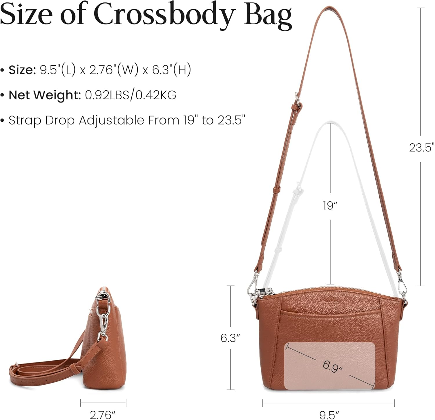 befen Genuine Leather Small Crossbody Bags for Women Anti-Theft Cross Body Purse Handbags with RFID Blocking Card Slots - Image 5