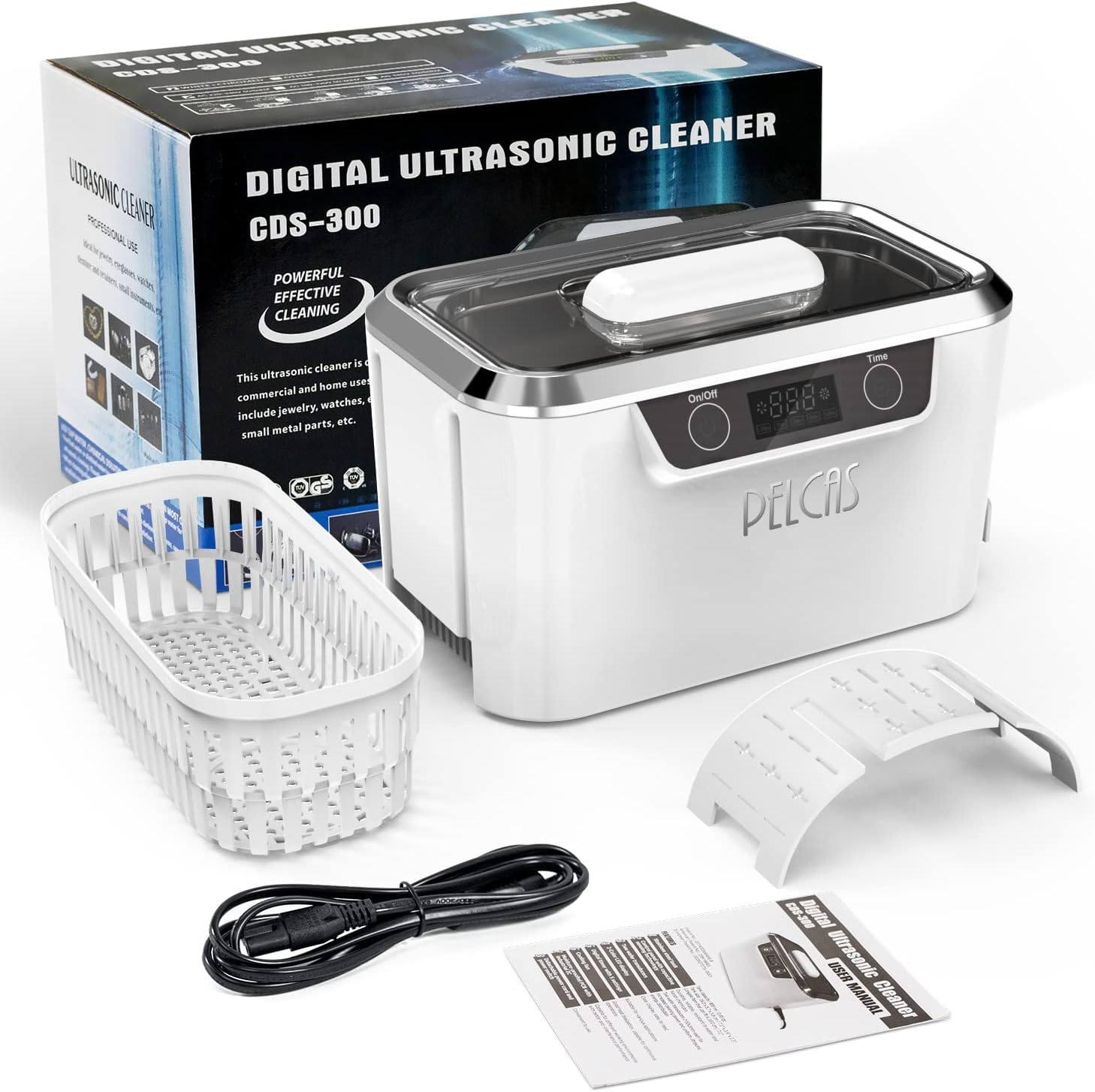 PELCAS Ultraschallreinigungsgerät 800ml Touchscreen LCD Anzeige 42kHz für Brillen Uhren Schmuck