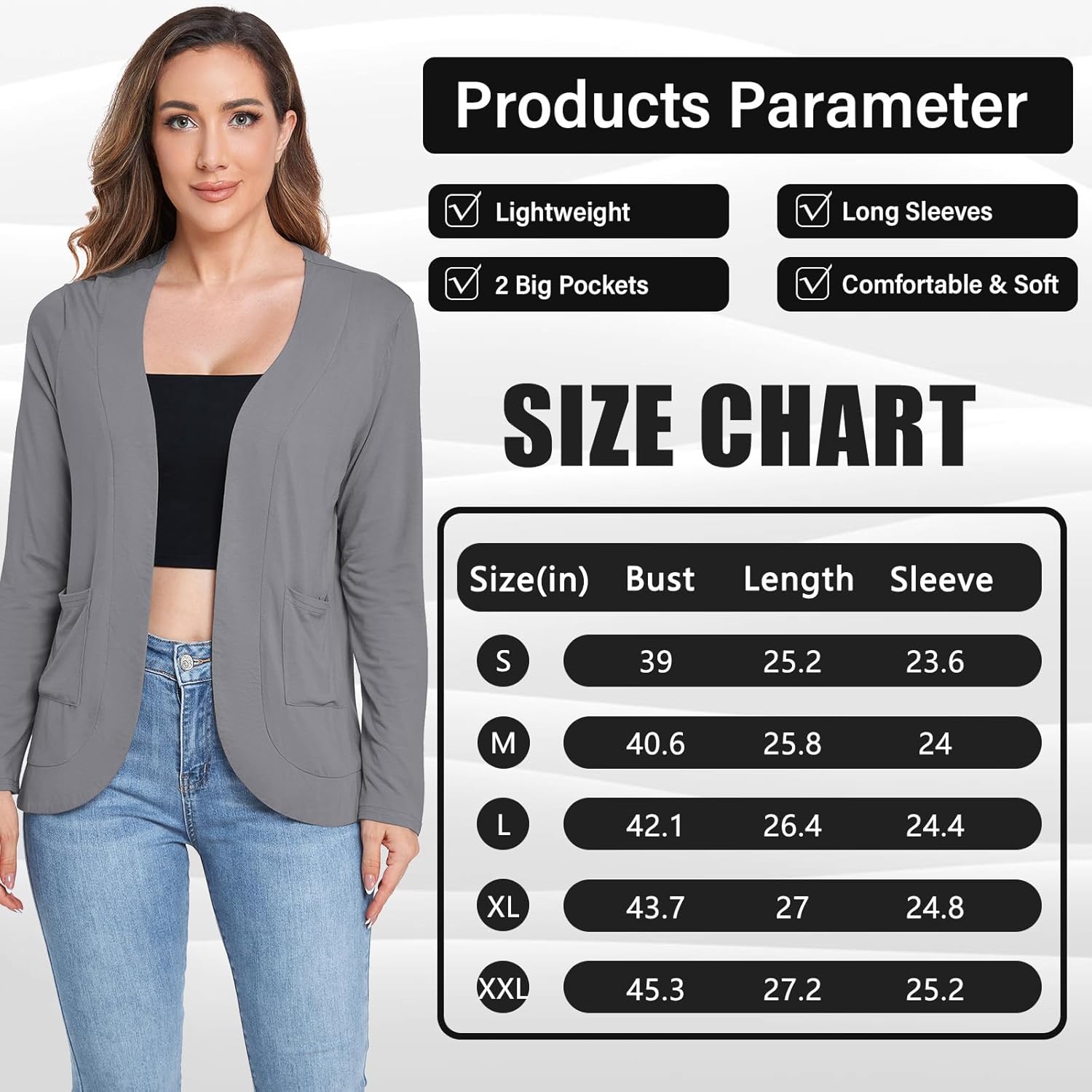 ADANIKI Women's Long Sleeve Cardigan with Pockets Lightweight Casual Loose Open Front Cardigans - Image 6