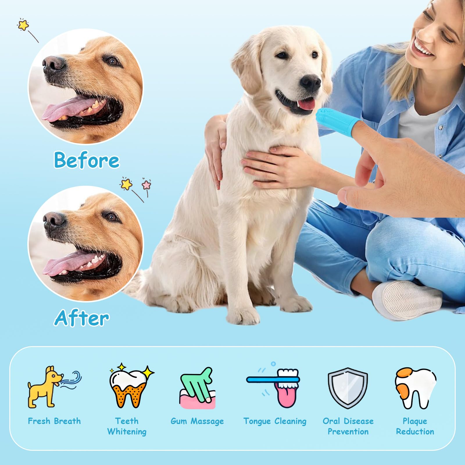 Caxlis 4-Pack Silicone Dog Finger Toothbrush, 360&deg; Dog Tooth Brushing Kit, High-Efficiency Teeth Cleaning, Pet-Friendly Finger Toothbrush, Complimentary Travel Case - image 2