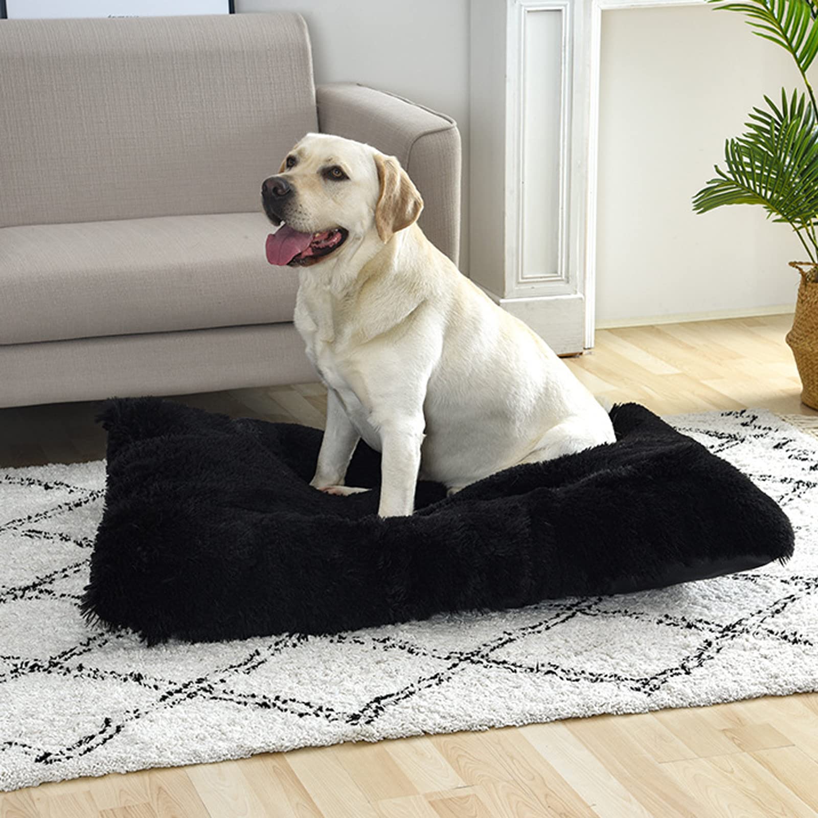 JRUI Hundebett XXL 110x75 Cm – Flauschiges, Maschinenwaschbares Hundekissen Mit Rutschfester Unterseite