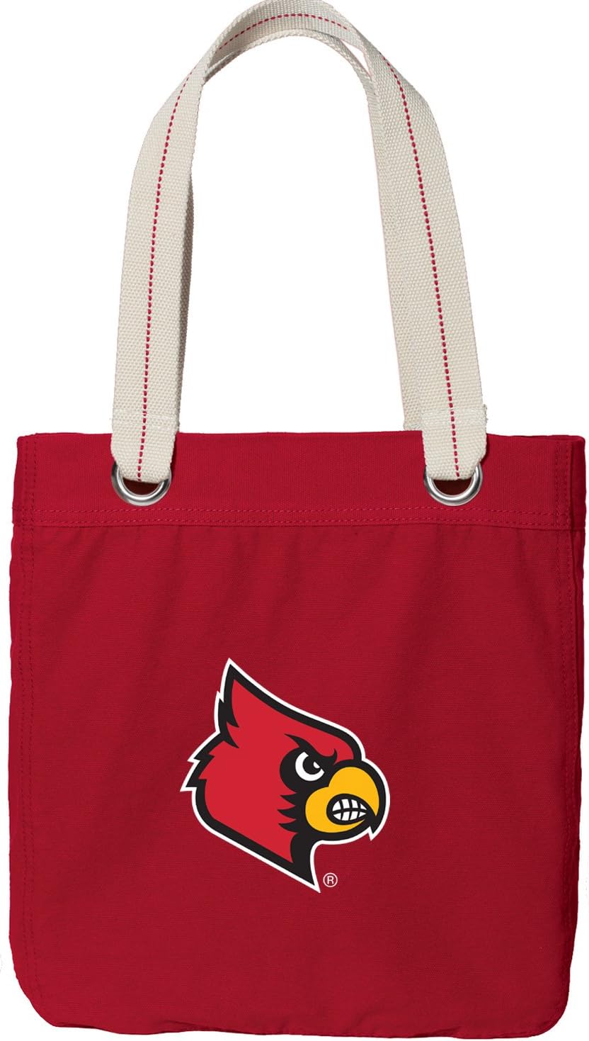 Broad Bay University of Louisville Tote Bag RICH Dye Washed RED COTTON CANVAS