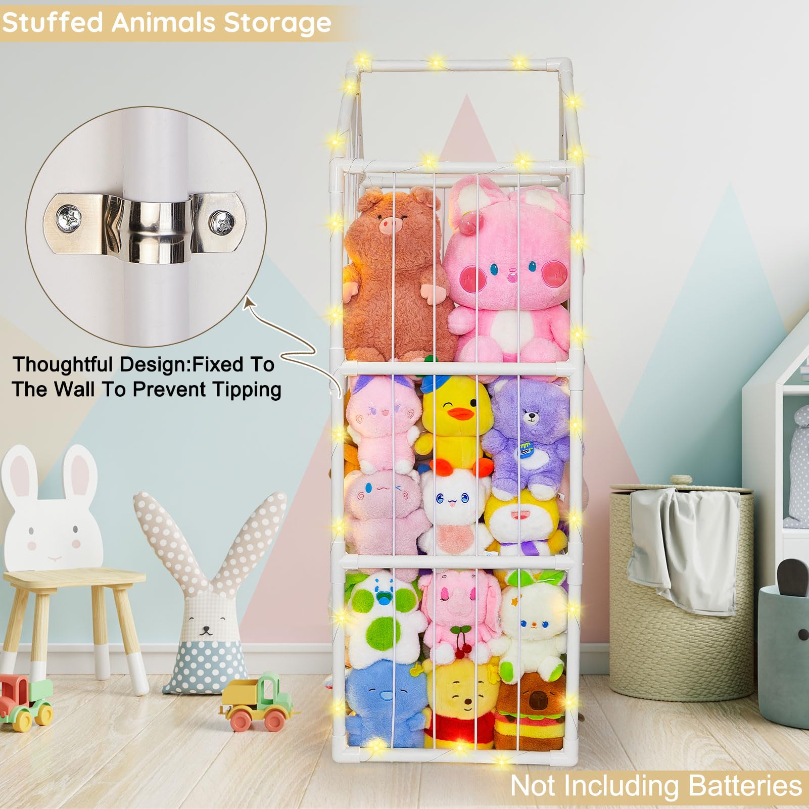 Unicorn Castle Organizador de almacenamiento de juguetes de peluche para unicornios, soporte de animales de PVC para niños, estante para sala de juegos y guardería