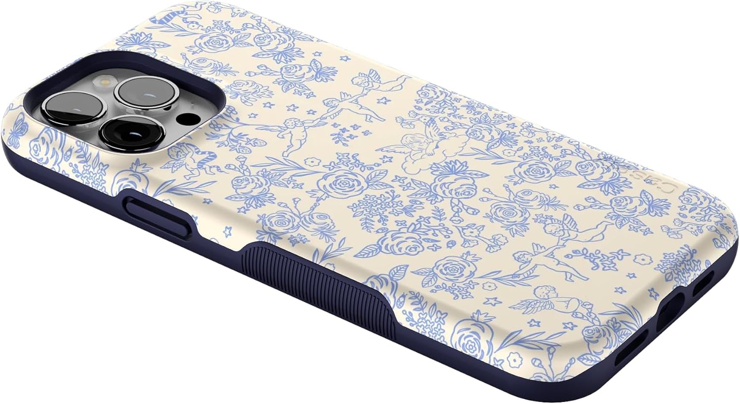 Casely iPhone 13 Pro Max Case | Cupid's Canvas | Periwinkle Floral | Bold Protective Design | Compatible with MagSafe
