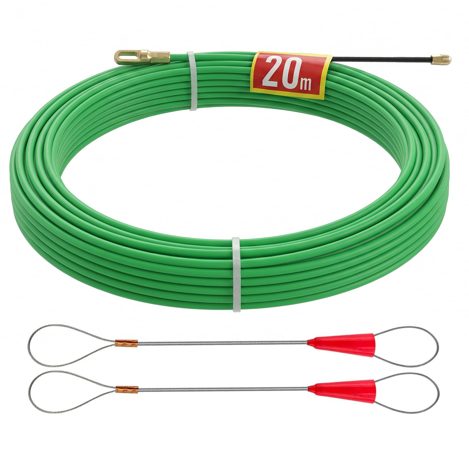 Electrical Fish Tape 20m | 4.0 mm Wire Fish Tape Wire Puller | Wire Snake for Running Wire through Wall | Retractable Cable Pulling Tools with 2 Guide Springs | Wire Feeder — image 1