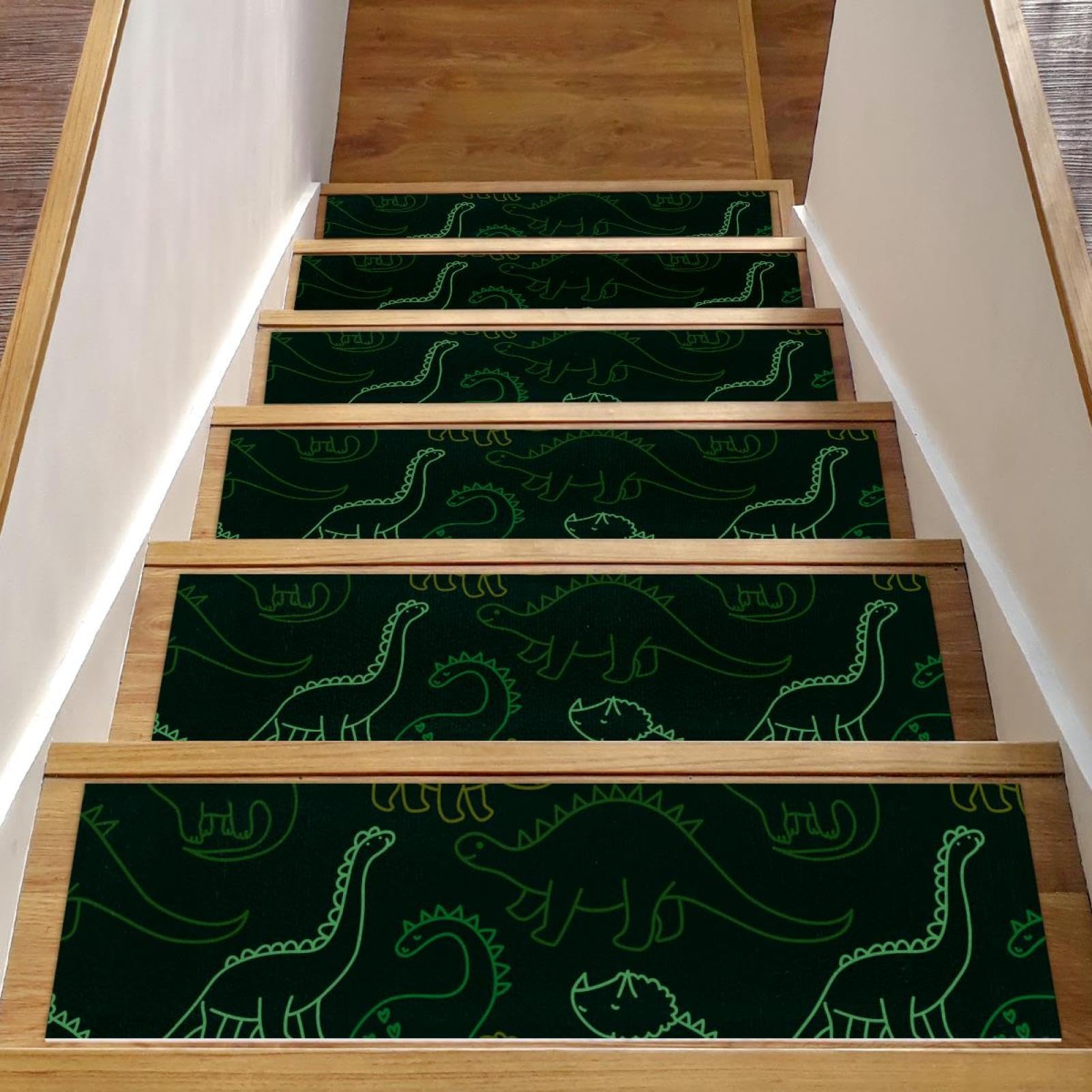Alfombras de dinosaurio para escaleras interiores pasillo infantil seguro con tapetes de madera