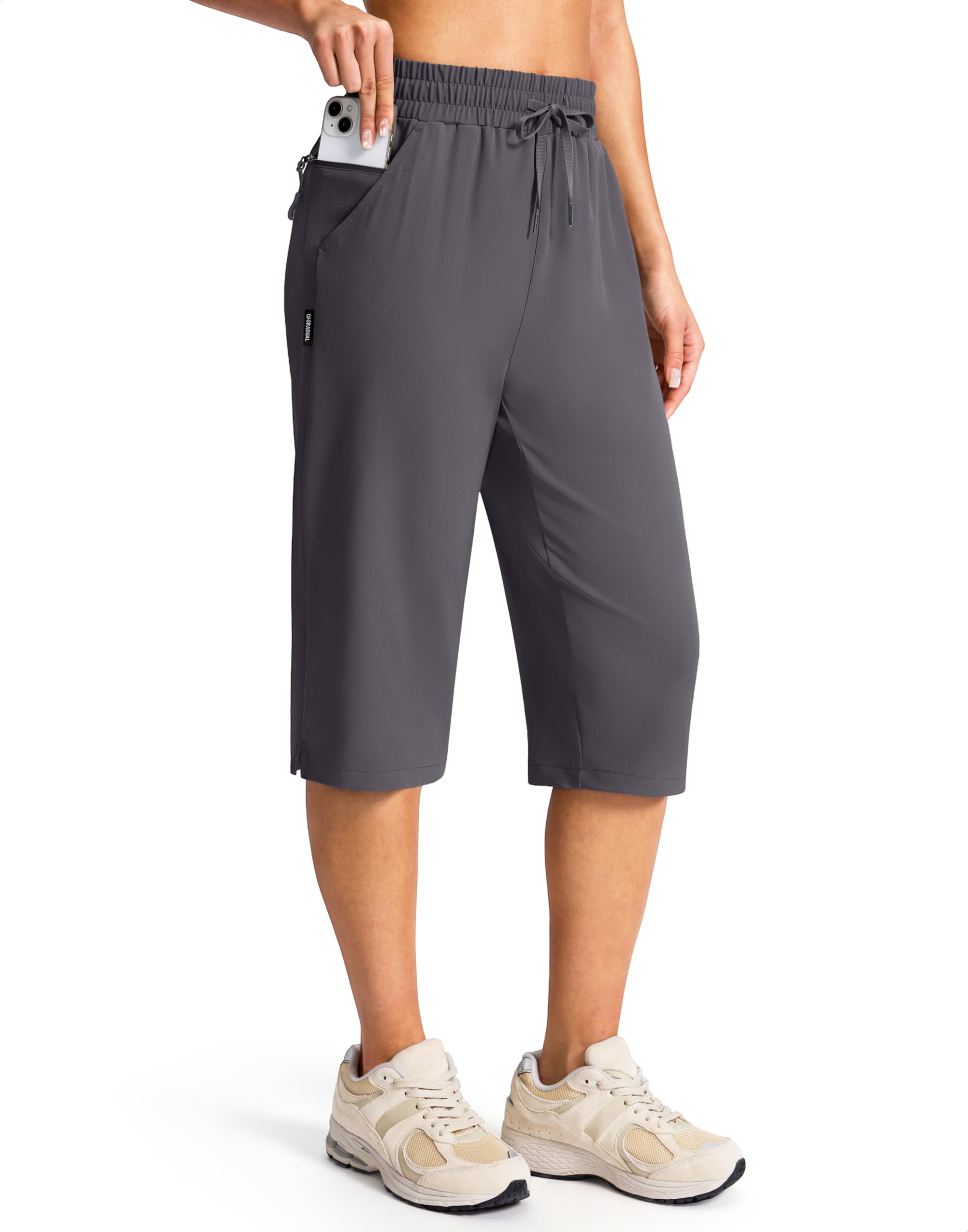 G Gradual Women's 15" Long Hiking Shorts with Zipper Pocket Below The Knee Capris Lightweight Bermuda Shorts for Women — view 10