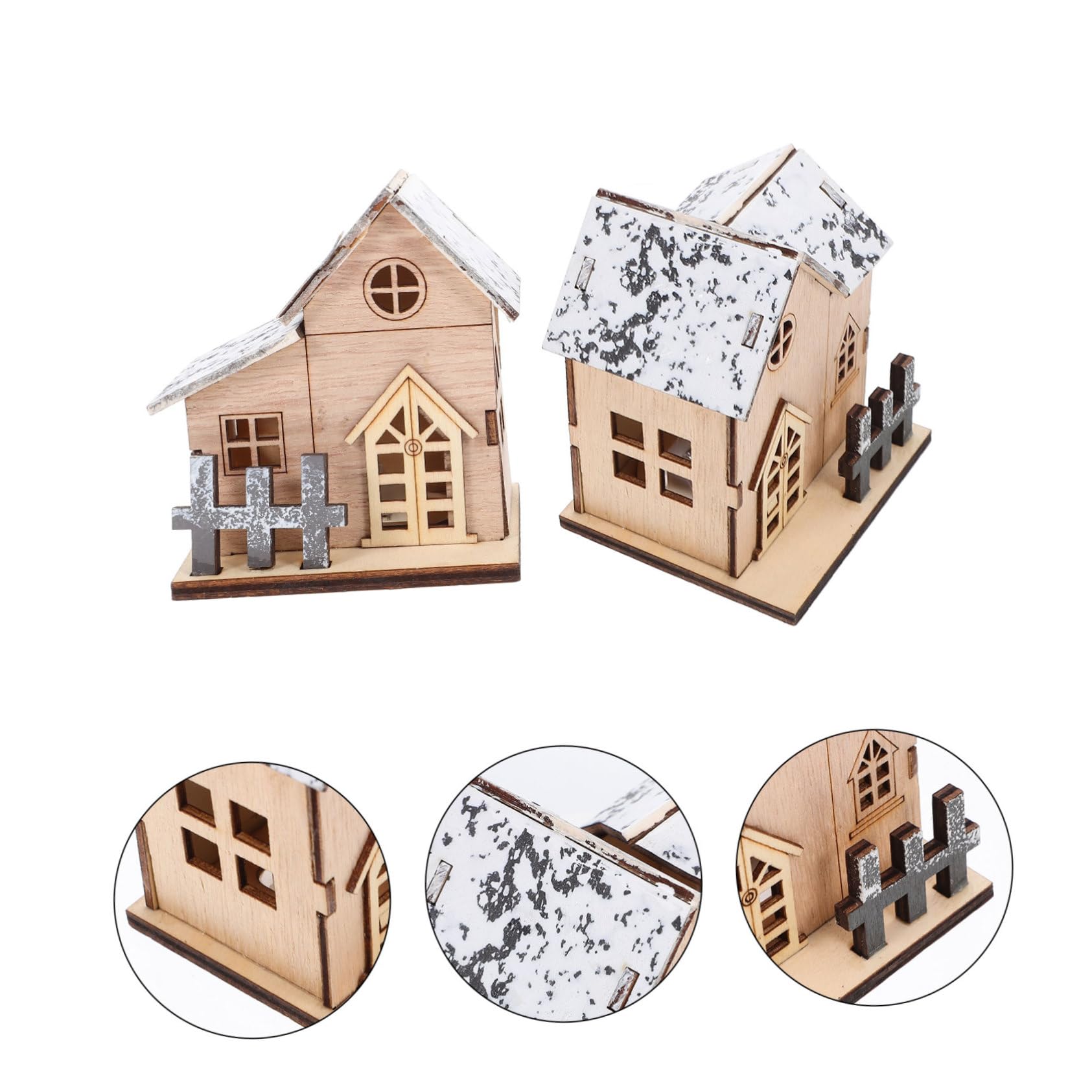 Cabilock 3 Set Luci Natalizie in Legno Decorazioni Natalizie per Striscioni Case del Villaggio di Natale Addobbi Natalizi per Ufficio Decorazioni Natalizie per Ufficio di Legno 2 Pezzi * 3