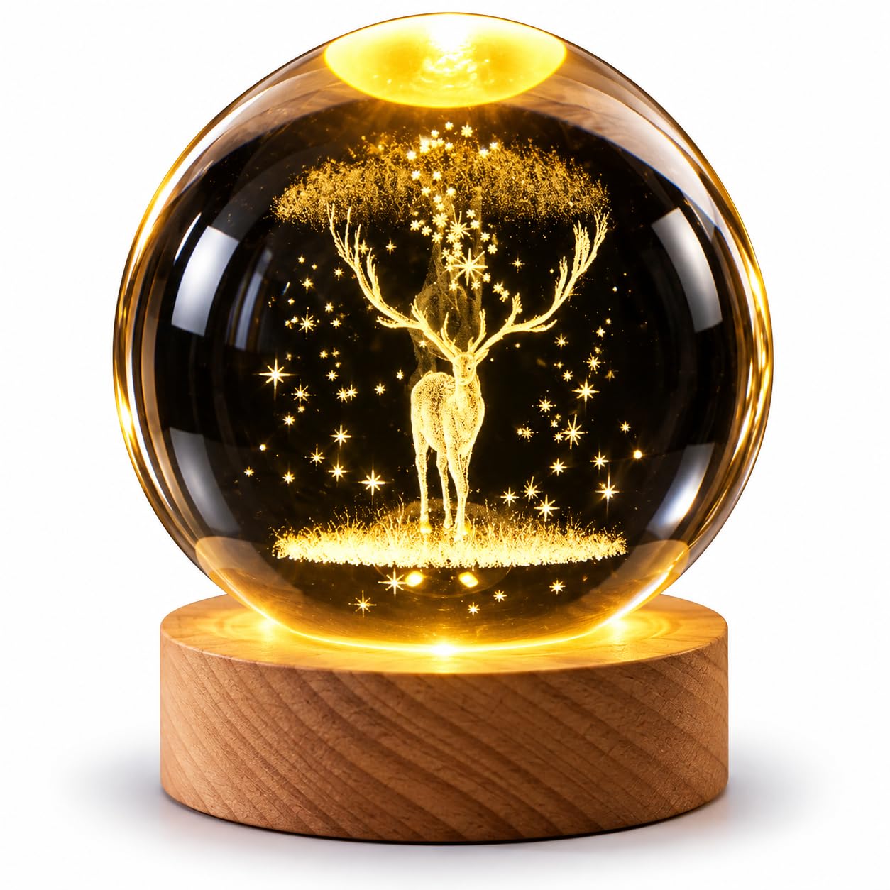 Meditating Hanuman Crystal Ball Lamp - USB LED -28