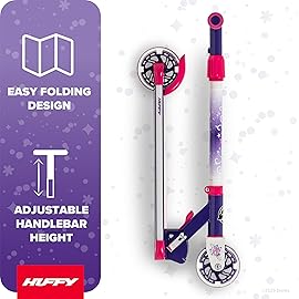 Huffy Disney Princess Light Up Inline Scooter for Girls, Ideal for Ages 5+ Years Old, 2-Wheels, Disney Princess Graphics, LED Lights, Foldable, Lightweight, Durable and Safe, Purple