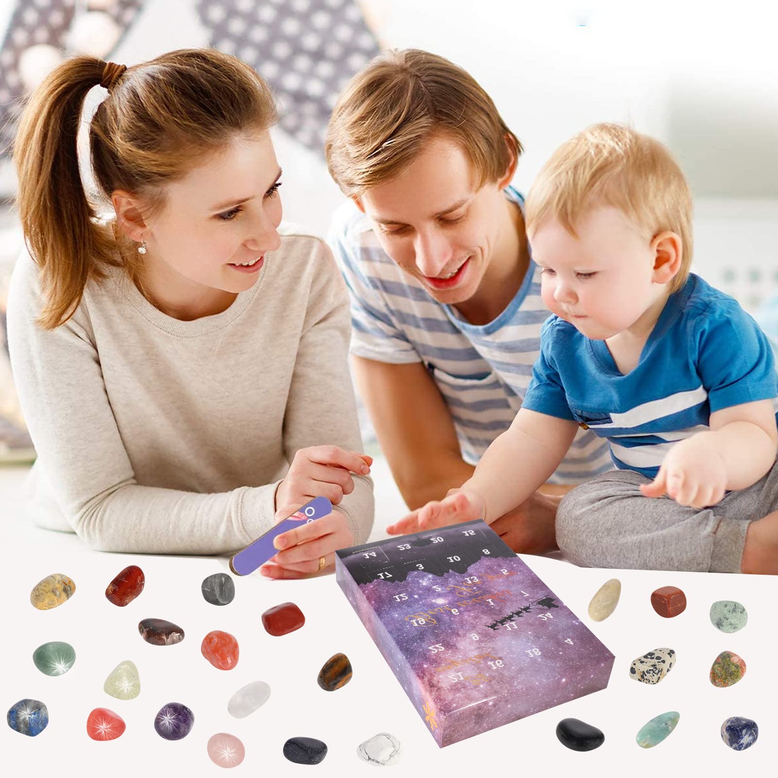 Calendrier de l'Avent 2023 Enfant Pierre Précieuse et Fossile pour
