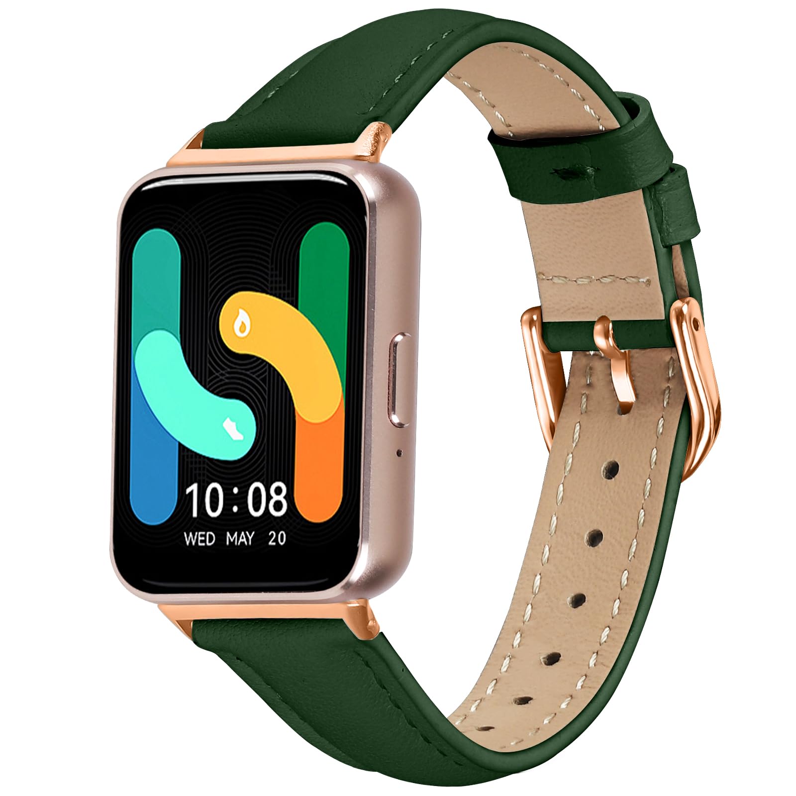 SMYAOSI Correa Compatible con Galaxy Watch Fit 3 Oro Rosa Hebilla Watchband, Femenino Masculino Cuero Pulseras de Repuesto para Galaxy Watch Fit3 R390 Pulsera Smartwatch Accesorios