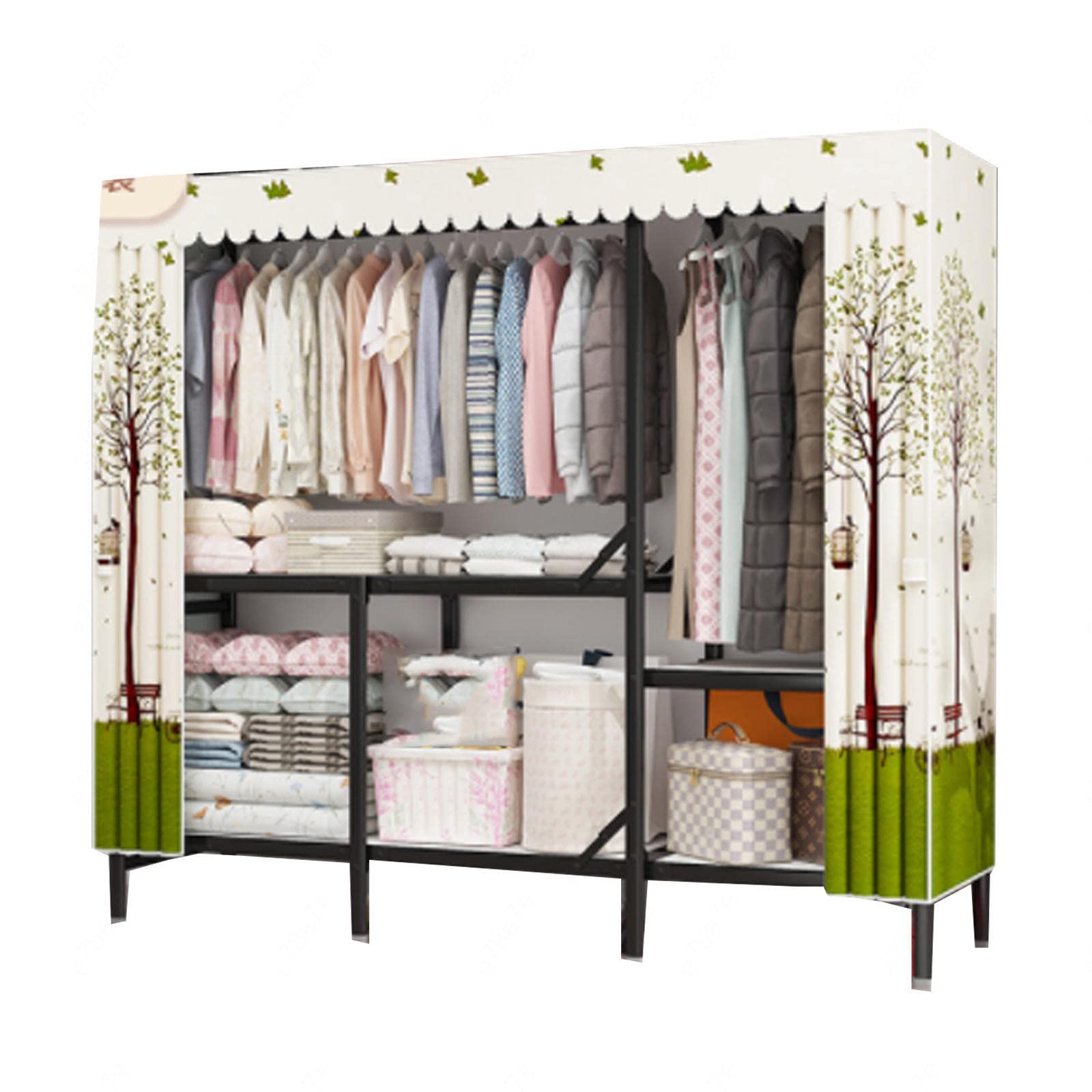 Armoire pliable en toile B-165x45x167cm avec penderie portable pour vêtements