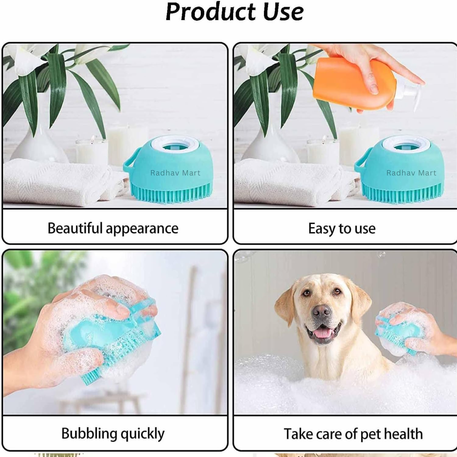 Radhav Mart Body Scrubber with Soap Dispenser Brush, Silicone Exfoliating Brushes, Soft Body Bath Loofah for Babies, Kids, Women, Men and Pets (Multicolor, Pack of 2) 2